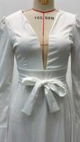 Vestido de mujer con satén blanco socialité que parece delgado y alto, vestido estilo francés - details 13