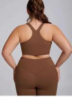 Sujetador deportivo curvo de yoga grande para mujer, body de gimnasio, trío súper elástico, conjunto de ropa deportiva, Oufit, 3XL - details 6