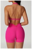 Sujetador de Yoga con cuello fruncido, ropa interior de alto impacto, Bralette acolchado de secado rápido para correr, Fitness y gimnasio - details 14