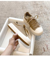 Pastel de queso nueva tendencia color coincidencia plataforma casual tablero zapatos versátil aumento de altura cabeza redonda zapatos blancos - details 27