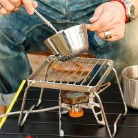 Rejilla plegable multifuncional para fogata, utensilios de cocina portátiles para acampar al aire libre, parrilla para barbacoa, estante para estufa de gas de madera - details 5