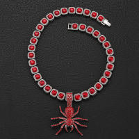 Cadena De Corbata Cubana Cuadrada Iced out Con Colgante De Araña Roja Para Hombres Joyería De Moda Hip Hop Material De Aleación De Zinc - details 2