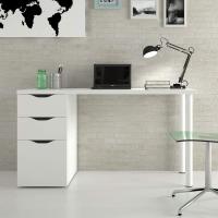Mesa Ordenadora Reversible de Dos Cajones y Una Puerta Mesa de Escritorio Athena Acabada en Blanco - details 7