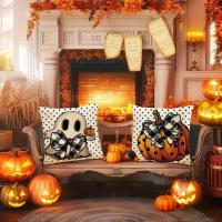Fundas decorativas de Lino para Halloween, Funda de Cojín Decorativa de 45x45cm,4 Piezas, para Sala de Estar y sofá - details 6