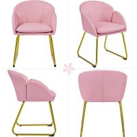 Terciopelo Sillon para Dormitorio Silla para Comedor Cocina Pata Metal Silla Sala de Estar Rosa Claro - details 7