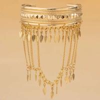Pulsera de Metal Dorado con Moneda de Hoja Tassel de Brazo Alto para Hombres y Mujeres - details 11
