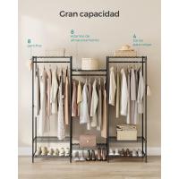 Armario de Ropa, Armario de Metal con Estantes Ajustables, Barras para Colgar y Ganchos, Duradero, Perchero Separable, Blanco - details 14