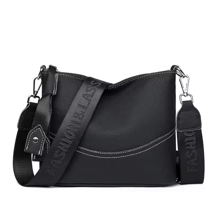 Bolso de cuero de alta calidad para mujer, bolso cruzado de cuero de vaca para hombre, bolso de gran capacidad para mujer, bolso bandolera, de moda, versátil, bolso de cubo - 1