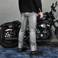 Jeans para montar en motocicleta, pantalones retro casuales a prueba de caídas, pantalones elásticos lavados resistentes al desgarro de la locomotora de Kevlar - details 3