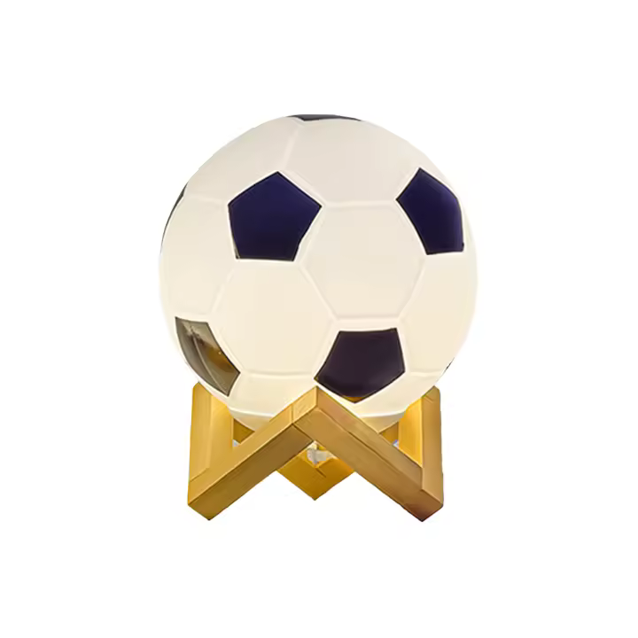 Luz LED de noche con Control remoto de fútbol, lámpara de mesa pequeña de vidrio de madera maciza, atenuación remota, decoración de cabecera, dormitorio y estudio - 1