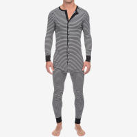 Pijama Para Hombre Con Rayas Camiseta De Cuello Redondo Manga Larga Cómodo Y Casual Ideal Para El Hogar Tallas S-3XL - details 5