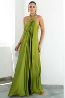 Elegante Vestido de Noche de Satén con Halter Neck Holgado Moda de Verano A-e - details 9