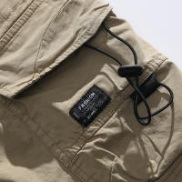 Pantalones Cargo de Verano para Hombres Cintura Elástica, Color Sólido, Gran Bolsillo, Pesca al Aire Libre, Material de Algodón - details 11