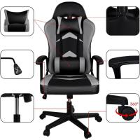 Reclinable con Cojín Lumbar y Cervical |   Respaldo Alto Acolchado |   Altura ajustable |   Ruedas Giratorias 360 °   y Reposabrazos |   Ideal Ordenador, Oficina, Videojuego o Escritorio - details 26