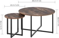 Mesa de centro Homfa, juego de 2 uds., mesa auxiliar, patas de Metal y madera, Vintage para mesa central, sala de estar, 80cm,42cm - details 3