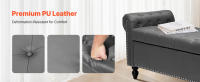 Banco Otomano de Almacenamiento con Botones SucceBuy, Banco de Piel Sintética con Brazos Enrollados y Patas de Madera, Banco Moderno para Zapatos para la Entrada, Asiento Tapizado para Dormitorio o Sala de Estar, Gris - details 5
