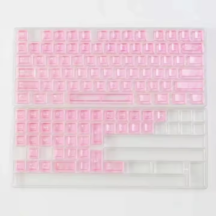 Tapa de tecla con tema transparente rosa, 114 teclas, PC, personalizada, Original, perfil de cereza para chica, tapa de llave para juegos para teclado Nical - 1