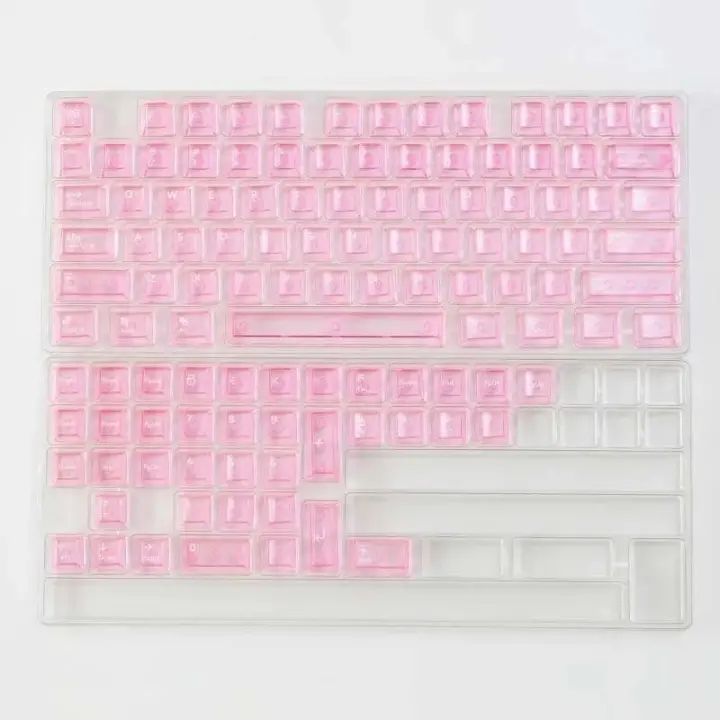 Tapa de tecla con tema transparente rosa, 114 teclas, PC, personalizada, Original, perfil de cereza para chica, tapa de llave para juegos para teclado Nical - 1