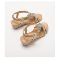Sandalias de moda con tacón de cuña, zapatos romanos con banda elástica de diamantes de imitación retro de la nueva ola de verano - details 2