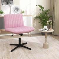 Silla Escritorio sin Brazos, Silla de Oficina con Tela de Lino, Mecedora 120 ° , Altura Ajustable, Silla Tocador con Piernas Cruzadas Estudio Dormitorio Oficina, 71 x 66 x 78-91,5 cm - details 2
