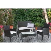 Muebles de jardín de Resina Trenzada Negra - 4 Asientos: 1 sofá, 2 sillones, 1 Mesa de Centro - Cojines Beige con - details 6