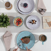 Vancasso-Juego de vajilla de gres con plato de cena, plato de postre, tazón, taza, servicio para 4 personas, VINE 16 - details 5