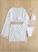Conjunto de Bikini bohemio para mujer, traje de baño Sexy de 4 piezas, Top con falda, ropa de playa, fiesta y playa - details 8