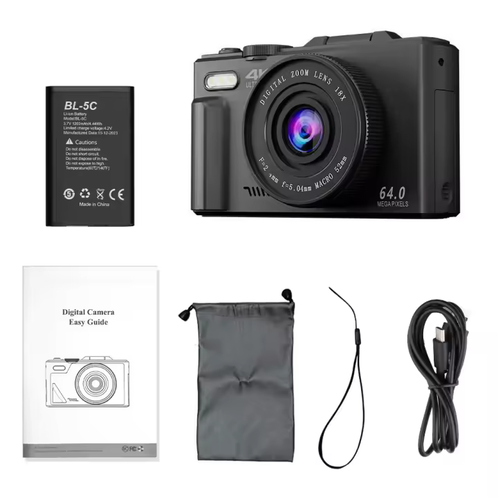 UNITROOP Cámara Digital 4K Pantalla Giratoria de 48MP, Zoom Digital de 18X, WiFi, Grabadora de Vlog, Webcam - 1