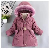 Abrigo de Invierno para Niñas Cálido, Grueso, con Capucha y Cuello de Piel Estilo de Princesa - details 2