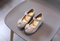 Zapato de cuero para niños, zapatos de princesa dulces para niñas con pajarita de diamantes de imitación, zapatos versátiles de moda para niños con tacones para fiesta - details 2