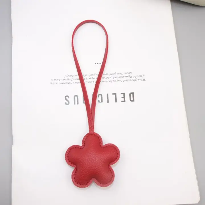 Lindo llavero de flores de cuero PU, llavero de coche, colgador de cuero PU de dibujos animados, 13 colores, bolso de moda, colgante, adorno para bolso - 1