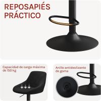 2X Taburete de Bar con Respaldo Terciopelo Taburetes Alto Cocina Regulable en Altura Taburete Giratorio Sillas Bar Taburete de Escritorio Negro - details 4