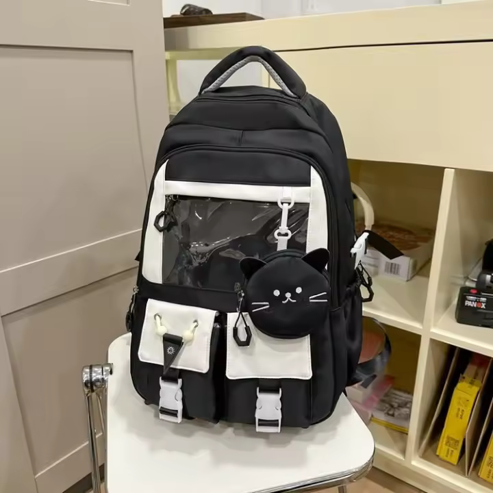 Mochila de Nylon para Estudiantes de Secundaria y Universidad Estilo Coreano, Fresco y Dulce - 1