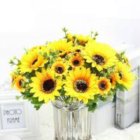 Ramos de Girasol Artificiales Búquet de Flores Falsas de 7 Cabezas 29cm de Enredaduras - details 6