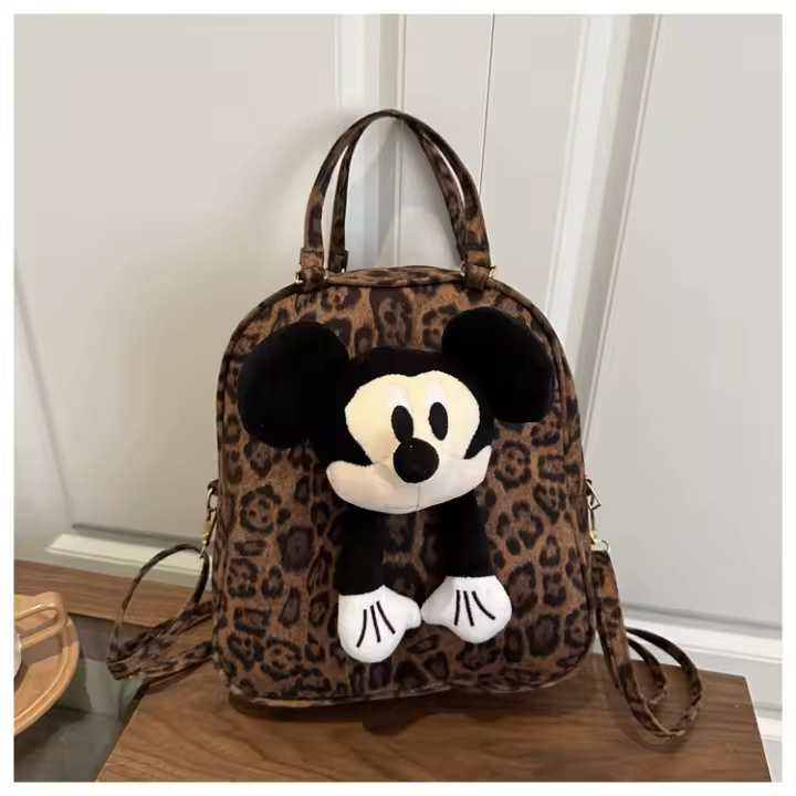 Mochila,Dibujos animados,Nuevo,Felpa,Leopardo,Lindo,Gran capacidad,Damas,Mochila,Mickey - 1