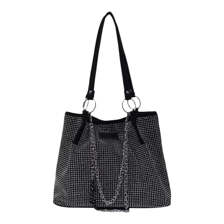 Bolso de Mano de Cuero PU de Gran Capacidad para Mujer Diseño de Lujo con Piedras Preciosas Bolso de Compras de Moda con Mango Superior - 1