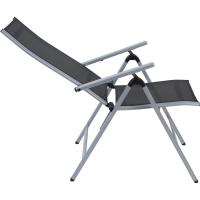 Silla de Jardín Plegable Monza, Silla Abatible de Aluminio y Textileno, Sillón de Balcón Respaldo Reclinable con 8 Posiciones, Plateado/Negro - details 29