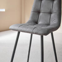 EGOONM Juego de 4 sillas de comedor, diseño de respaldo, asiento con estructura de metal, adecuado para dormitorio, comedor, cocina, sillas grises - details 0