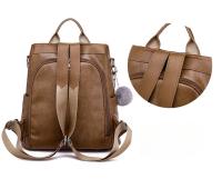 Mochila antirrobo de cuero vintage suave para mujer, mochila de trabajo de gran capacidad, bolso de hombro informal para mujer - details 15