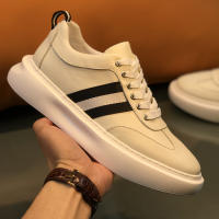 Zapatos blancos de estilo británico de cuero, zapatos de plataforma con aumento para hombres - details 11
