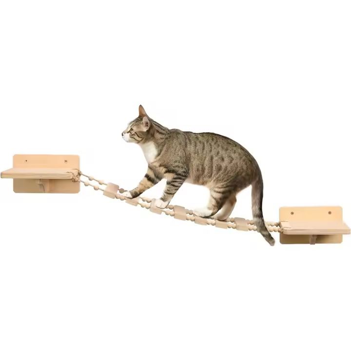 Navaris Puente de Pared para Gatos - Estante de Escalada MAX. 13 kg - Parque de Madera - Accesorios para Escalar en la Pared - 90 x 22 x 15 cm - 1