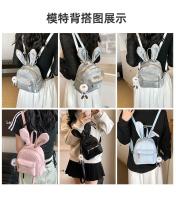 Mochila bonita y versátil de estilo coreano, mochila de viaje para estudiantes, minimochila informal con orejas de conejo desmontables - details 1