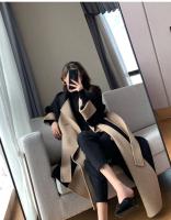 Abrigo largo de lana para mujer, abrigo de talla grande, color contrastante, estilo fragante pequeño, otoño e invierno, novedad de 2024 - details 2
