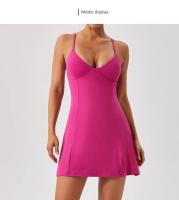 Mono con cuello Halter, vestido de tenis, Yoga, Fitness, cepillado, cómodo, transpirable, antideslizante, Falda corta deportiva informal para correr, nuevo - details 1