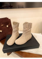 Interior aumento de altura retro heap botas mujer otoño invierno plisado western cowboy botas slim botines - details 4