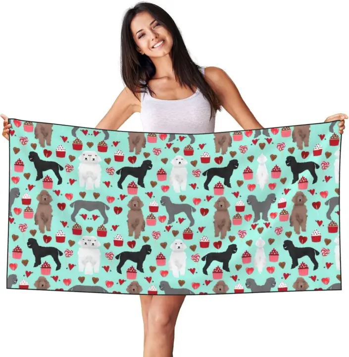 Toallas de camping con patrón de perro para hombres y mujeres, piscina, baño, natación, yoga, spa, toallas absorbentes - 1