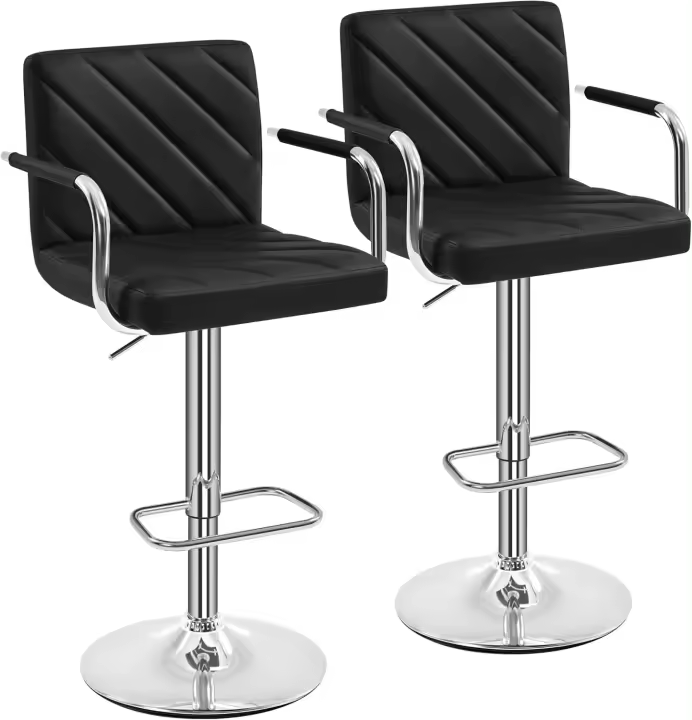 Juego de Taburetes de Bar de Polipiel Sillas Giratorias de Altura Ajustable con Resalto para Bar Cocina Hogar Blanco - 1
