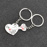 Llavero De Pareja Platinado Creativo Con Diseño De Corazón Y Llave Para Regalo De Boda Y Amoroso Accesorio De Moda - details 2
