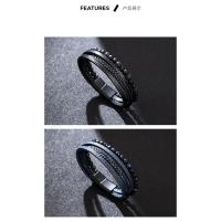 Pulsera de hombre ins pulsera de hebilla magnética de ojo de tigre tejida con viento, pulsera retro de cuero PU de piedra natural. - details 3