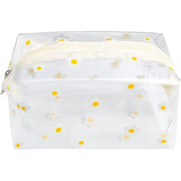 Bolsas de cosméticos transparentes, estuche de PVC para lápices, bolsas de maquillaje de frutas transparentes, linda bolsa de viaje para cosméticos para mujeres y niñas (Margarita) - 1